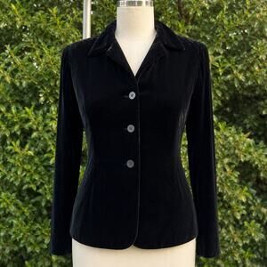 Vintage Drama Silk Blend Velvet Black Blazer Jacket USA Made Women’s 6 Whimsy